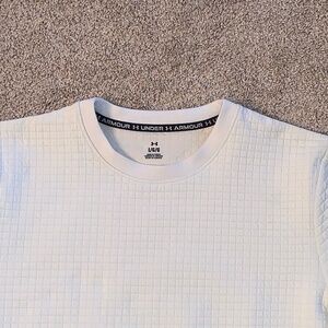 Under Armour Unstoppable Fleece Mens Crew Sweatshirt Quilted Cream White Beige L